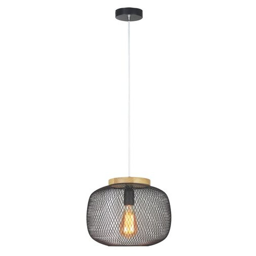 Pendul Rupert 1xE27 metal/lemn negru Rabalux