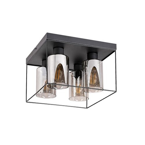 Plafoniera Chadwick 4xE27 metal/sticla negru/fumuriu Rabalux