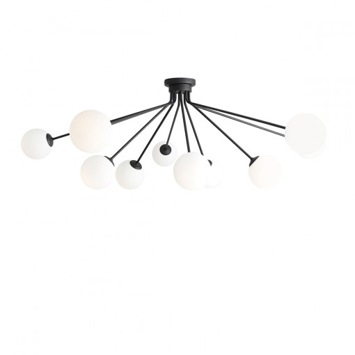 Plafoniera Holm 10xE14 metal/sticla negru Aldex