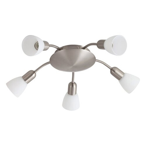 Plafoniera Soma 5xE14 metal/sticla nichel/alb Rabalux