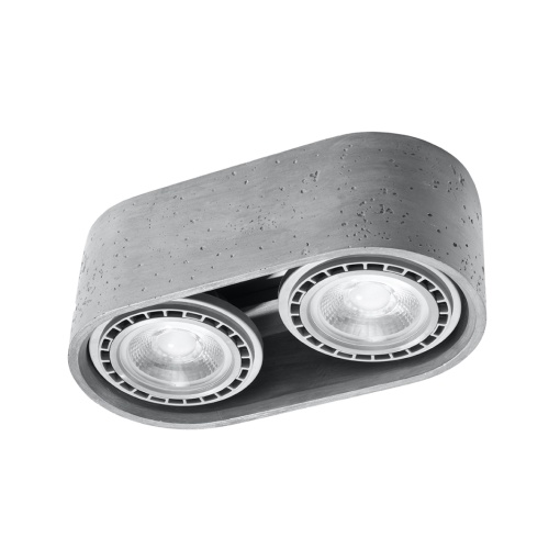 Spot Basic 2xGU10 ciment gri rotund