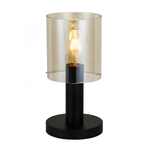 Veioza Sardo 1xE27 metal/sticla negru/amber Italux