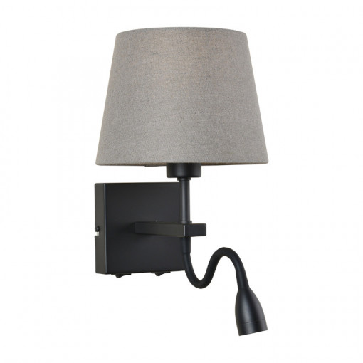 Aplica Norte 1+1xE27+LED metal/textil negru/gri rotund Italux