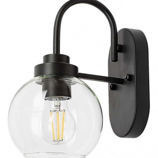 Aplica Tirina 1xE27 metal/sticla negru/transparent Rabalux