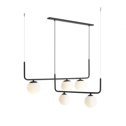 Candelabru Artemida 2xE14+3xE27 metal/sticla negru Aldex