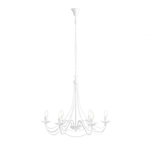 Candelabru Roza 6xE14 metal alb Aldex