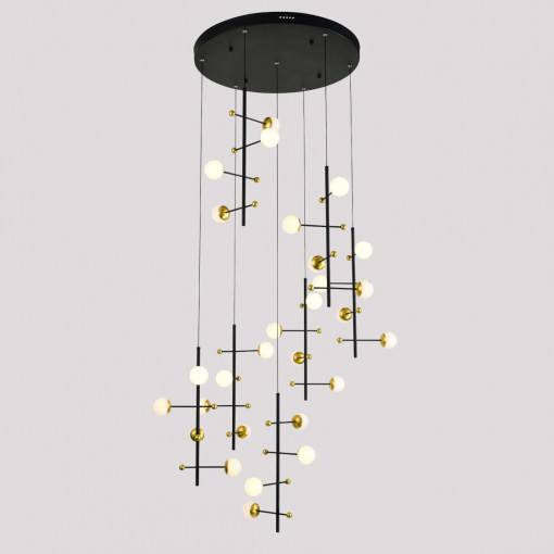 Lustra Helmond LED 89W 4538 lumeni metal/sticla negru/auriu Italux