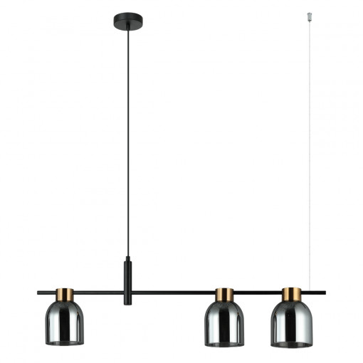 Lustra Servio 3xE14 metal/sticla negru/fumuriu Italux