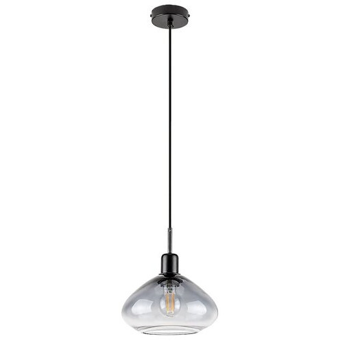 Pendul Dvora 1xE27 metal/sticla negru/fumuriu Rabalux