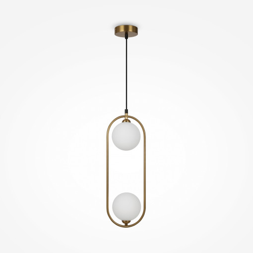 Pendul Ring 2xG9 metal/sticla bronz/alb Maytoni