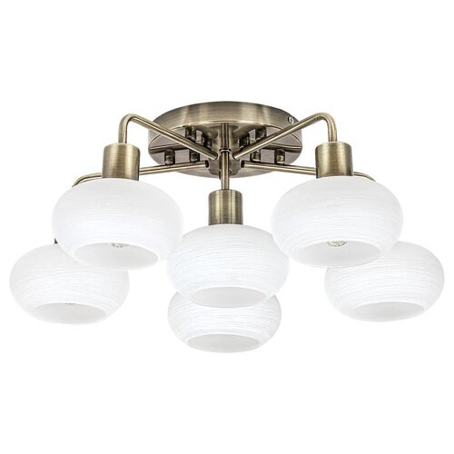 Plafoniera Sorina 6xE14 metal/sticla bronz/alb Rabalux