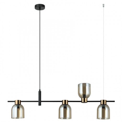 Lustra Servio 4xE14 metal/sticla negru/transparent Italux