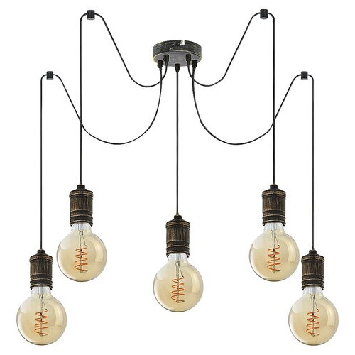 Pendul Fidel 5xE27 metal auriu antichizat Rabalux