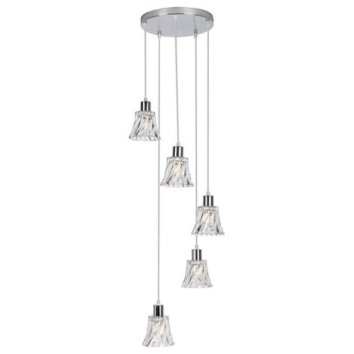 Pendul Hestia 5xE14 metal/sticla crom Rabalux