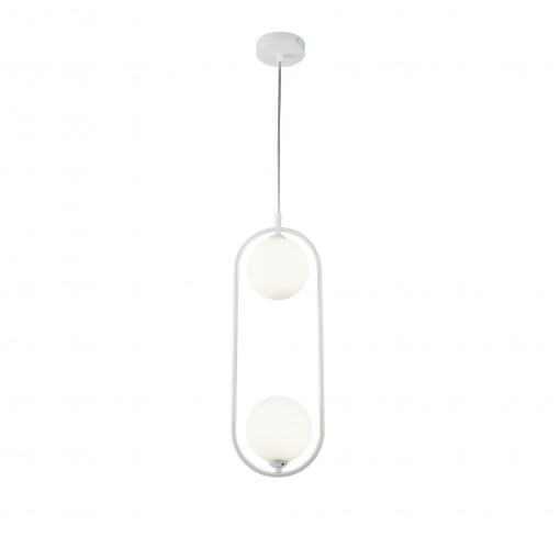Pendul Ring 2xG9 metal/sticla alb Maytoni