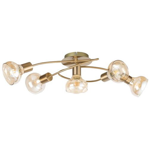 Plafoniera Holly 5xE14 metal/sticla auriu/amber Rabalux