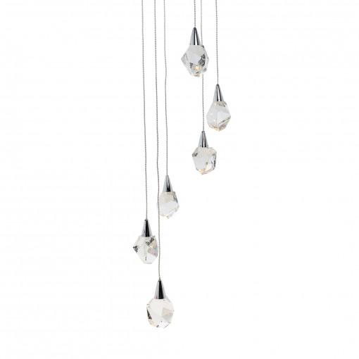 Lustra Ore 6xLED metal/cristal crom/transparent Zuma Line