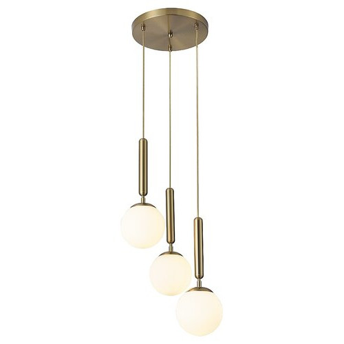 Pendul Divina 3xE14 metal/sticla auriu/alb Rabalux
