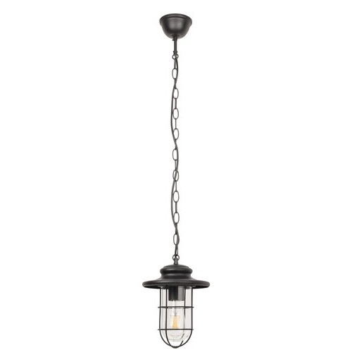 Pendul exterior Pavia 1xE27 metal/sticla negru/transparent Rabalux