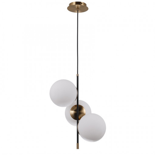 Pendul Stelia 3xE14 metal/sticla negru mat/bronz antichizat Italux