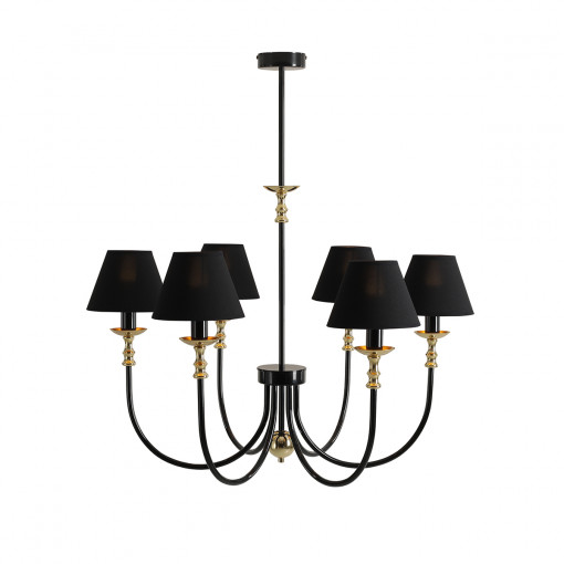 Candelabru Roma 6xE14 metal/textil negru/auriu Aldex