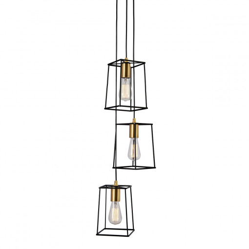 Lustra Alanis 3xE27 metal negru mat/auriu Italux