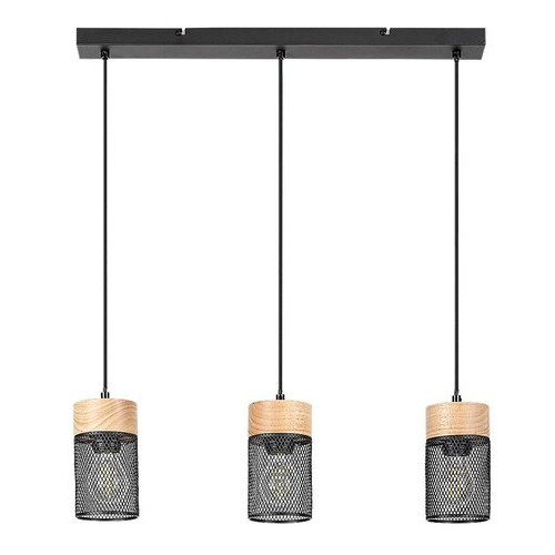 Pendul Callum 3xE27 metal/lemn fag/negru Rabalux