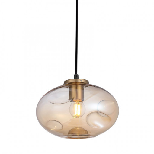 Pendul Hatella 1xE27 metal/sticla cupru/negru Italux
