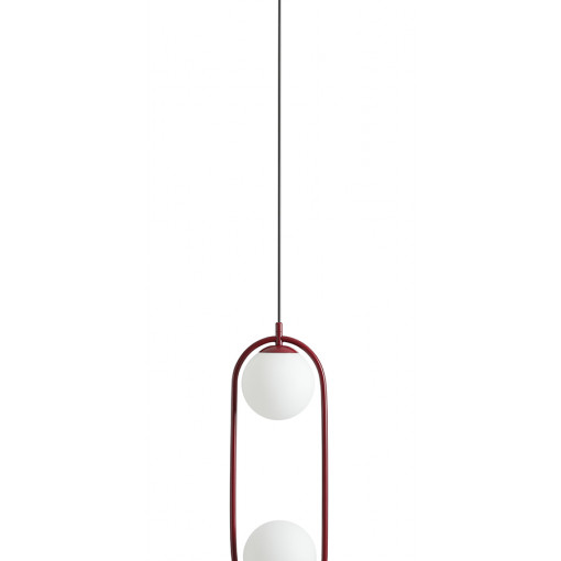 Pendul Riva 2xE14 metal/sticla rosu Aldex