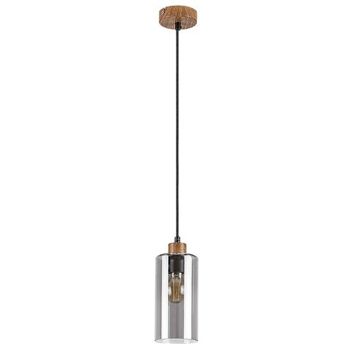 Pendul Tanno 1xE27 metal/sticla stejar/fumuriu Rabalux