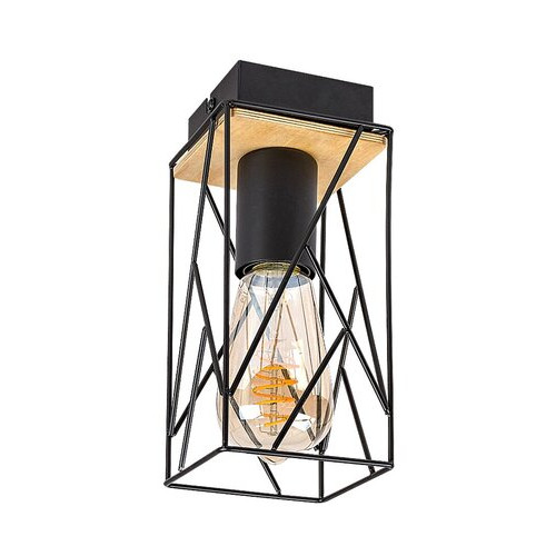 Plafoniera Boire 1xE27 metal/lemn negru Rabalux