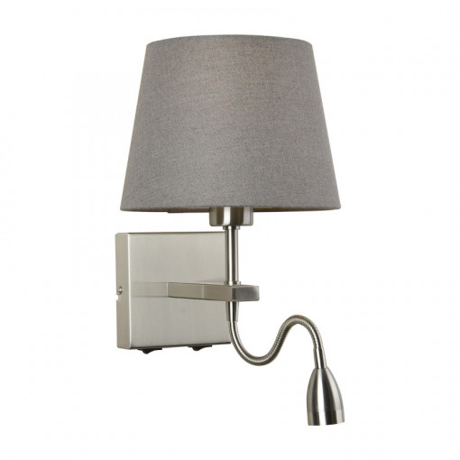 Aplica Norte 1+1xE27+LED metal/textil nichel/gri rotund Italux