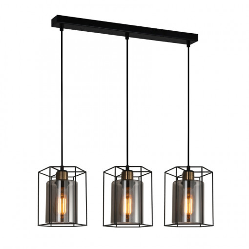 Lustra Kalula 3xE27 metal/sticla negru Italux
