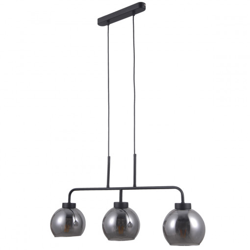 Lustra Poggi 3xE27 metal/sticla negru mat Italux