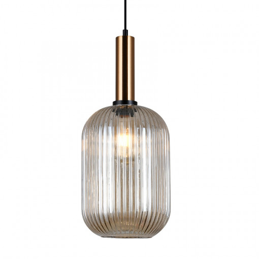 Pendul Antiola 1xE27 metal/sticla alama/amber Italux