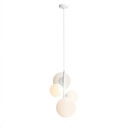 Pendul Bloom 4 Metal Sticla Alb Aldex
