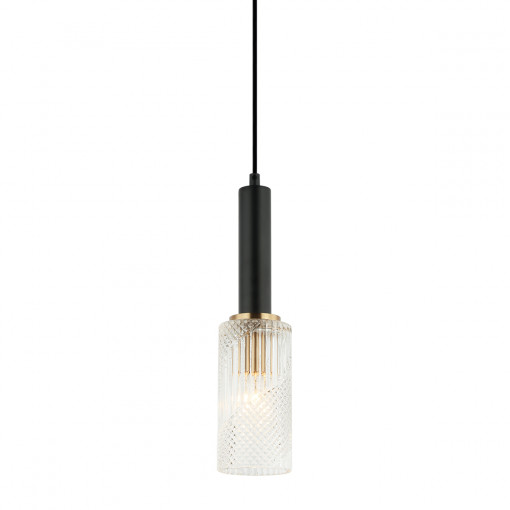 Pendul Perola R1 1xE14 metal/sticla negru/auriu Italux