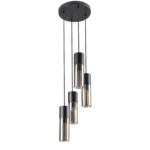 Pendul Ronno 4xE27 metal/sticla negru/fumuriu Rabalux