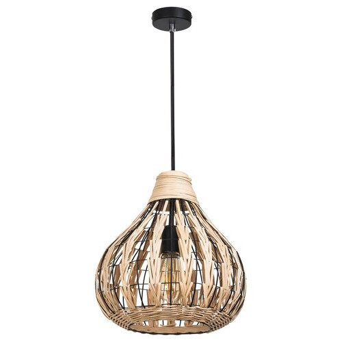 Pendul Zahara 1xE27 metal/ratan negru/natur Rabalux
