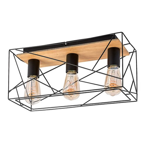 Plafoniera Boire 3xE27 metal/lemn negru Rabalux