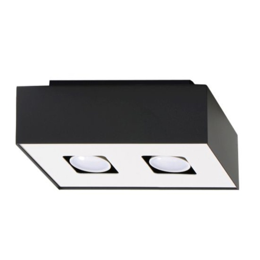 Plafoniera Mono 2xGU10 metal negru/alb rectangular