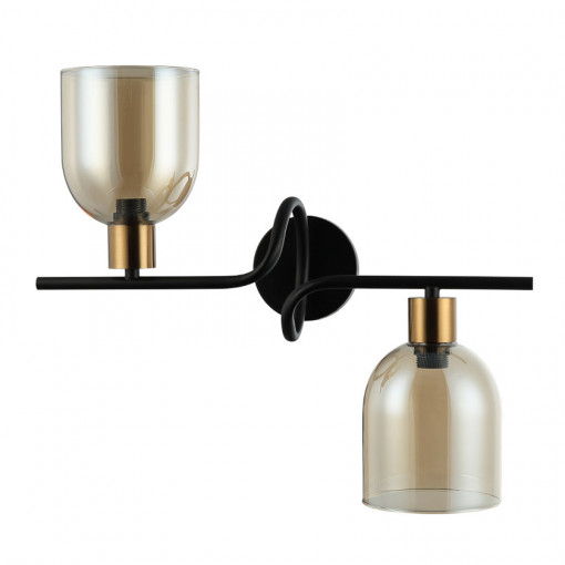 Aplica Servio 2xE14 metal/sticla negru/transparent Italux