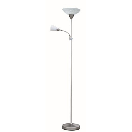 Lampadar Harmony 1+1xE27+E14 metal/sticla nichel/alb Rabalux