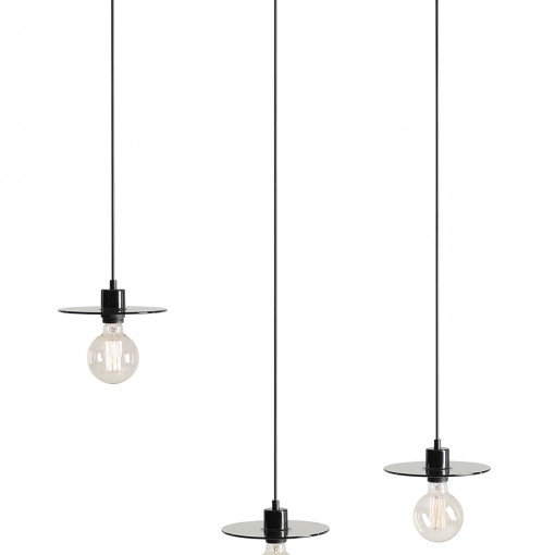 Lustra Dysk 3xE27 metal/sticla negru Aldex