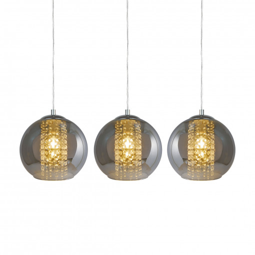 Lustra Ivia 3xE27 metal/cristal/acril crom/fumuriu Zuma Line
