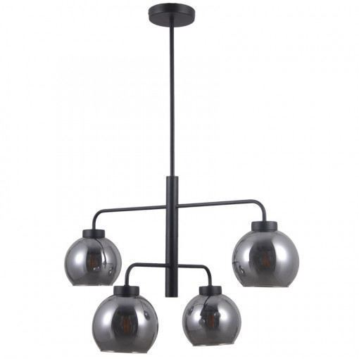 Lustra Poggi 4xE27 metal/sticla negru mat Italux