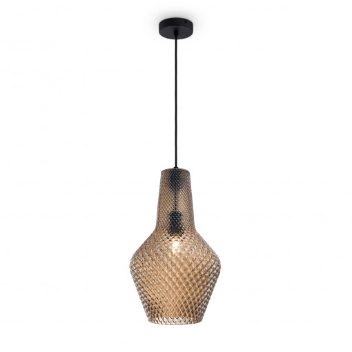 Pendul Tommy 1xE27 metal/sticla negru/maro Maytoni