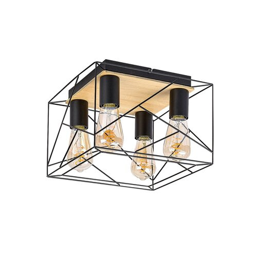 Plafoniera Boire 4xE27 metal/lemn negru Rabalux