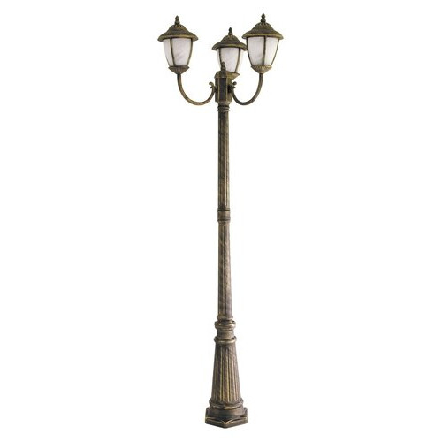 Stalp exterior Madrid 3xE27 metal/sticla auriu antichizat/alb Rabalux