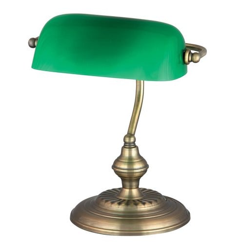 Veioza Bank 1xE27 metal/sticla bronz/verde Rabalux